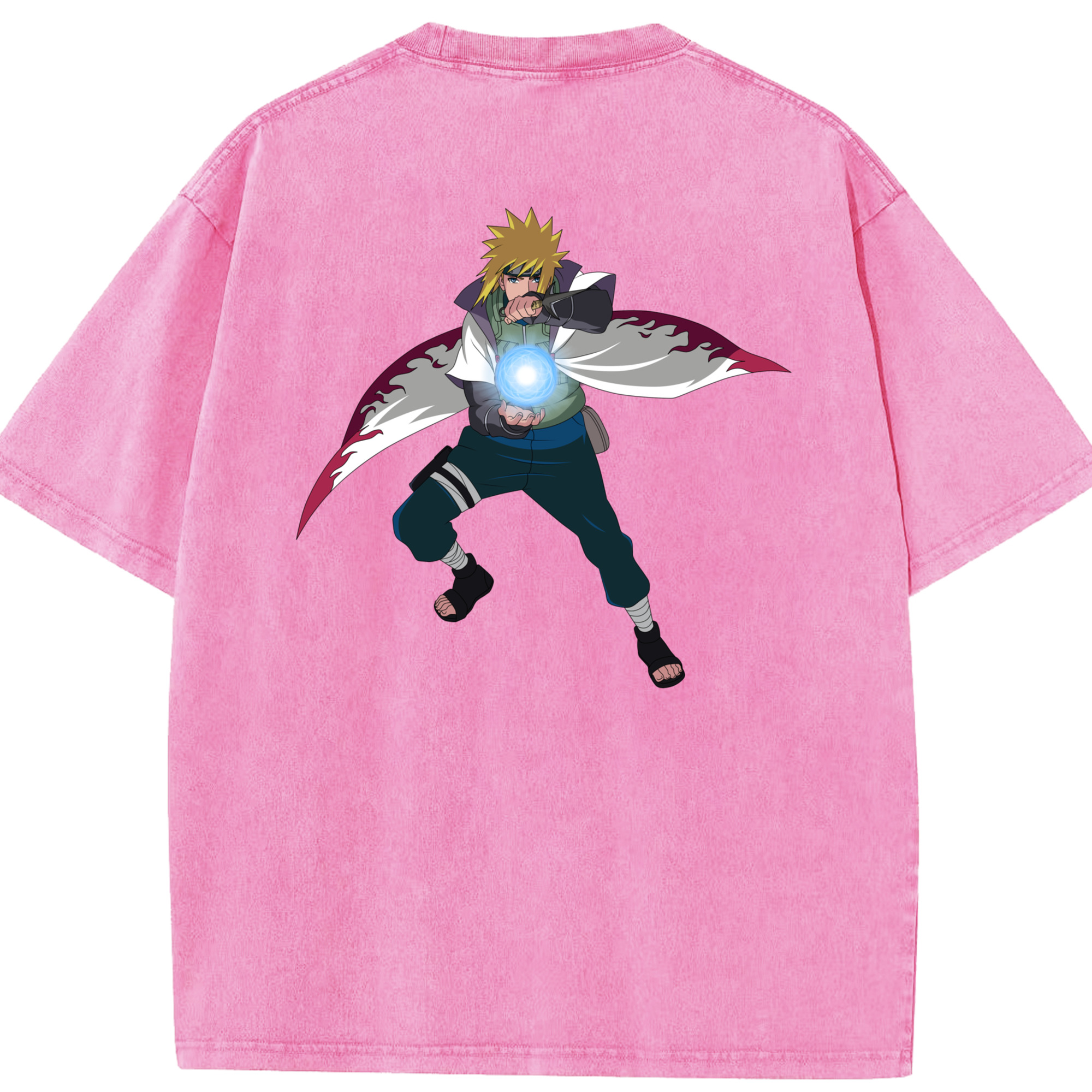 （画像用） NARUTO -ナルト- 波風 ミナト Namikaze Minato 綿100% ヴィンテージ風 半袖Tシャツ（背面プリント）